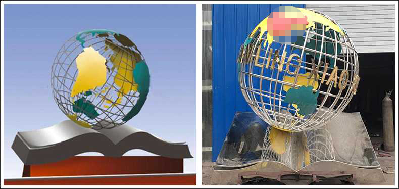 不銹鋼地球，景觀地球雕塑，學(xué)校地球儀擺件