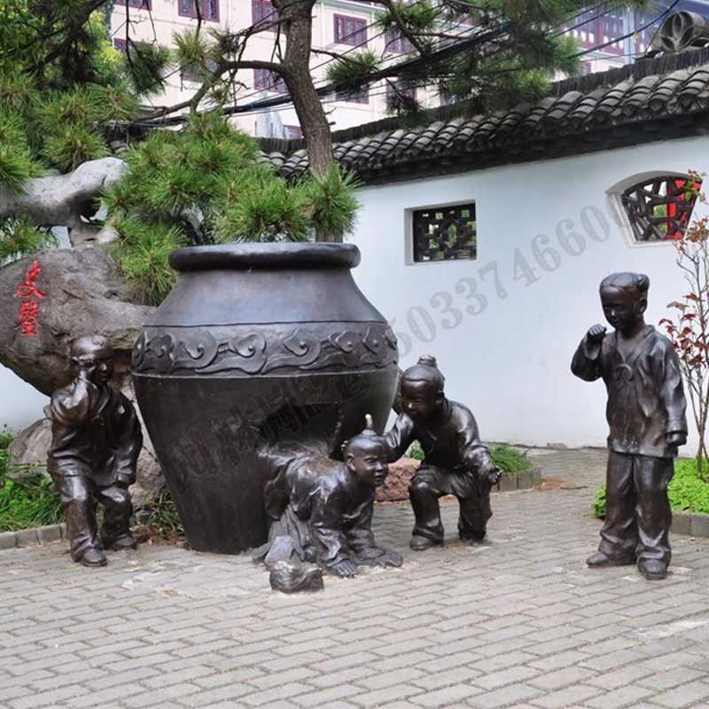 銅小孩雕塑，兒童銅雕塑